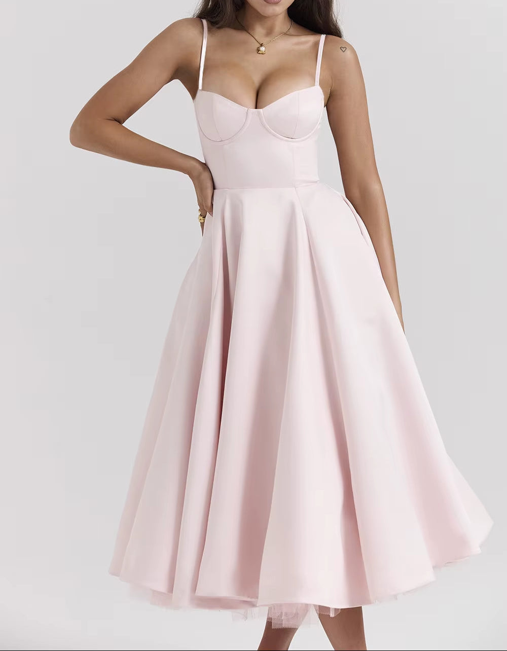45515 Sommer New High-End Super Schöne Prinzessin Kleid Französisch Mesh Big Swing Halfter Kleid Frauen