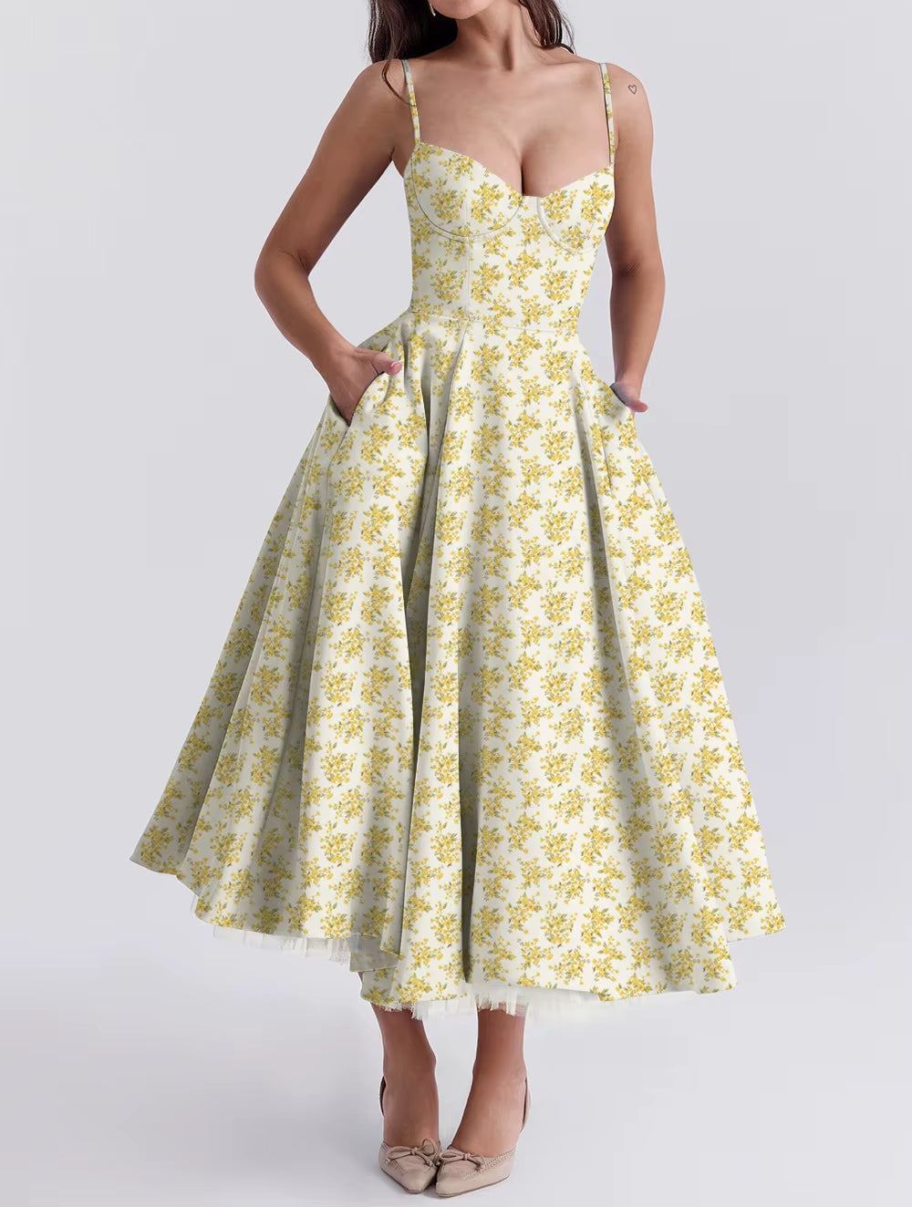 45515 Sommer New High-End Super Schöne Prinzessin Kleid Französisch Mesh Big Swing Halfter Kleid Frauen
