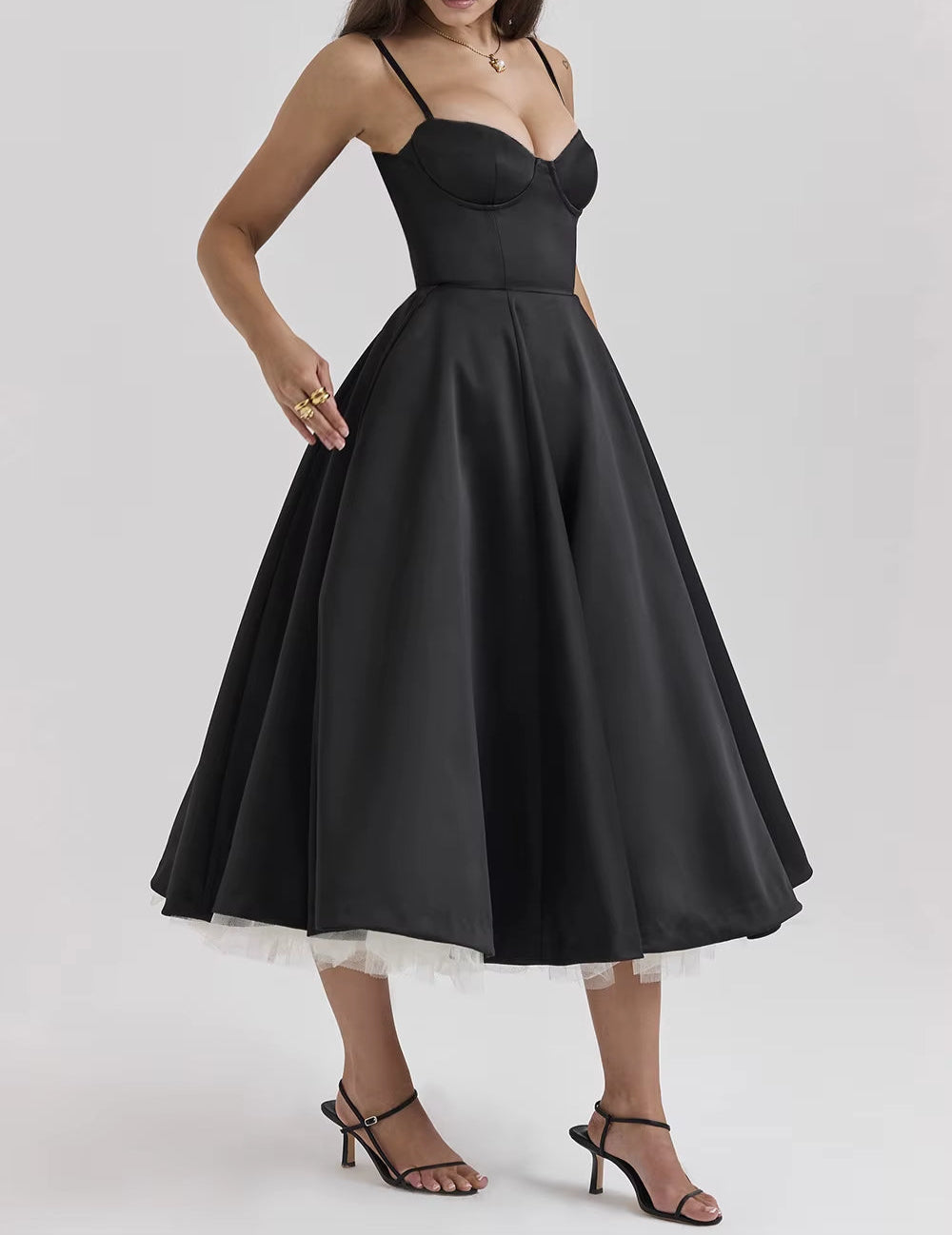 45515 Sommer New High-End Super Schöne Prinzessin Kleid Französisch Mesh Big Swing Halfter Kleid Frauen