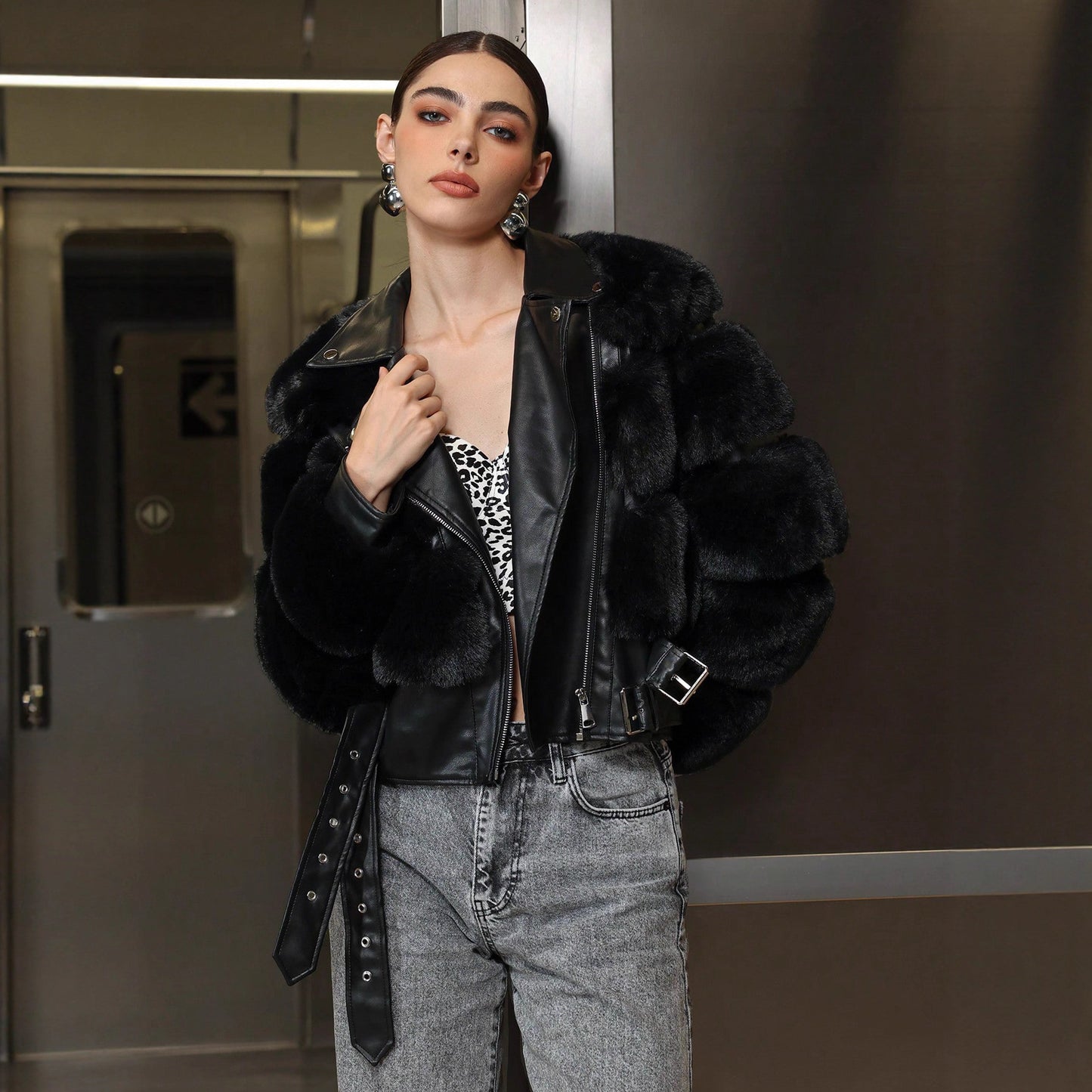 Geaca PU Luna cu Blana