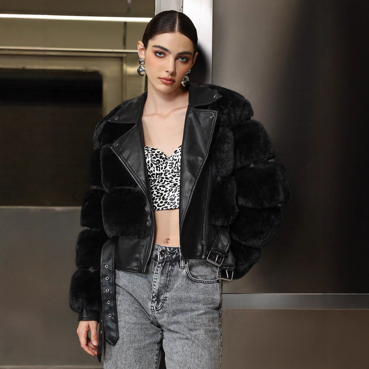 Geaca PU Luna cu Blana