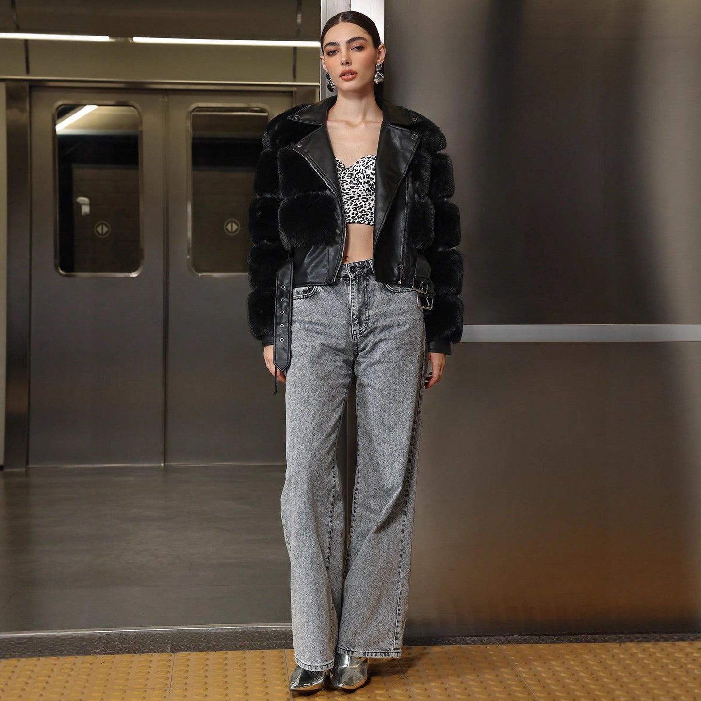 Geaca PU Luna cu Blana