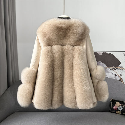 Geacă Diana Crem cu Blană Naturală XL