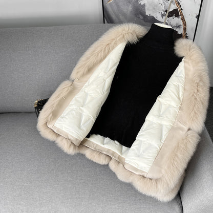 Geacă Diana Crem cu Blană Naturală XL