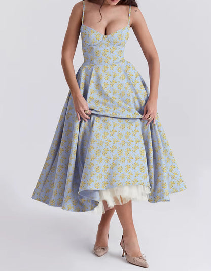 45515 Sommer New High-End Super Schöne Prinzessin Kleid Französisch Mesh Big Swing Halfter Kleid Frauen