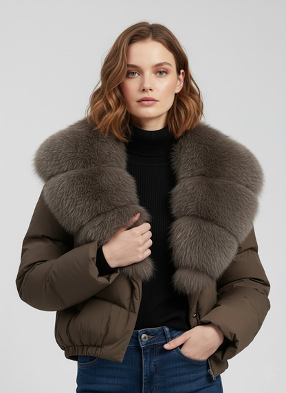 Geacă Lila cu Blană Faux Nurcă