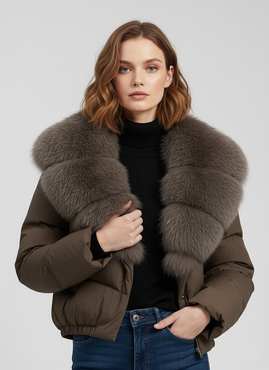 Geacă Lila cu Blană Faux Nurcă